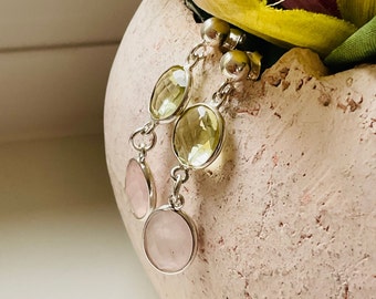 Silver earrings with gemstones