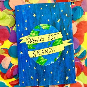 Worlds BEST Granda', Father's Day Greetings Card, Scottish Slang Typography Quirky Fathers Day Card, Fun Card for a Pure Braw Opa