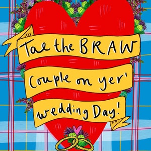 Tae the BRAW couple, on yer Wedding Day Greetings Card image 2