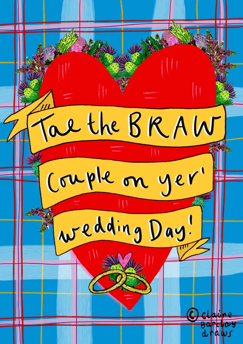 Tae the BRAW couple, on yer Wedding Day Greetings Card image 2
