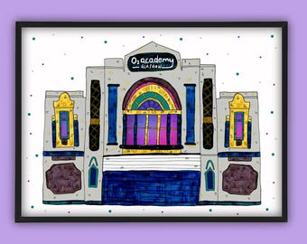 O2 Academy Glasgow Gig Venue Illustration Print