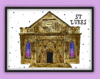 St Lukes Glasgow Gig Venue Illustration Print