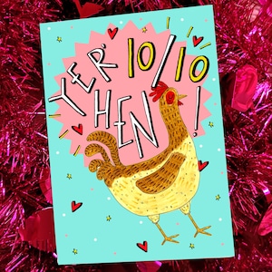 Yer' 10/10 Hen! Wenskaart