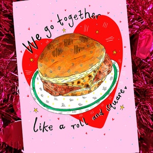 ¡Vamos juntos como un rollo y un cuadrado! Tarjeta escocesa de San Valentín/Amor