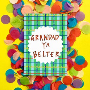 GRANDAD YA BELTER, Tarjeta de Saludos del Día del Padre, Tarjeta de Día de papá de la tipografía del argot escocés