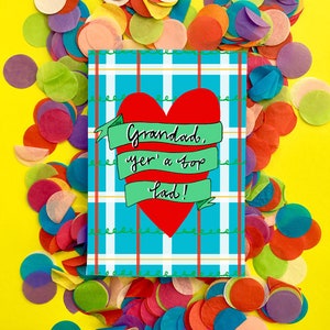 Grand-père Yer a TOP LAD, Father’s Day Greetings Card, Scottish Slang Typography Card for Grandfathers