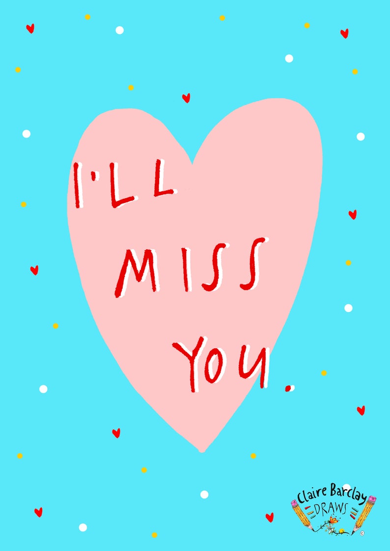 I'll Miss You Greetings Card, Leaving Card - Etsy UK