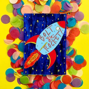 BOLT YA RAKET! Wenskaart, Super Schotse Leaving of Bon Voyage Card