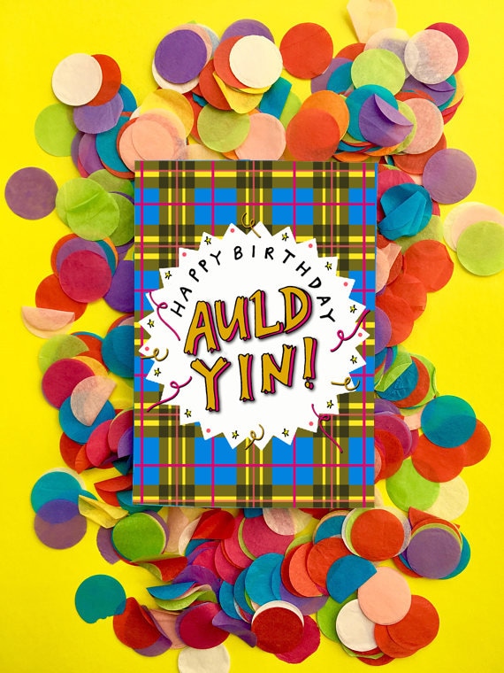 Joyeux Anniversaire Auld Yin Carte De Vœux Argotique Ecossais Etsy France