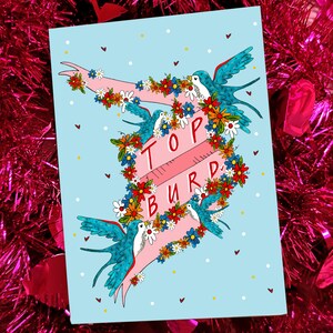 TOP BURD! Valentines Card, Eigenzinnige Schotse Slang Card
