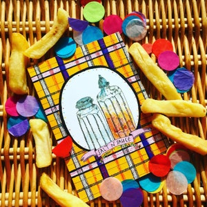 CARTA d'auguri SALT n' SAUCE, Scottish Humour Illustrated Card, Quirky Scottish Scottish Scottish Scottish Scottish Gift