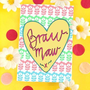 BRAW MAW, Moederdag Groeten Kaart, Schotse Slang Typografie Eigenzinnige Moeders Dag Kaart, Humor Funny Card voor een Pure Braw Mum