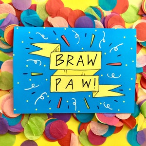 BRAW PAW, Carta d'auguri per la festa del papà, Slang Typography scozzese Bizzarro Padre Biglietto giorno, Cartolina divertente per un papà Top