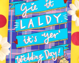 Gib's, Laldy, es ist dein Hochzeitstag! Schottische Hochzeitskarte