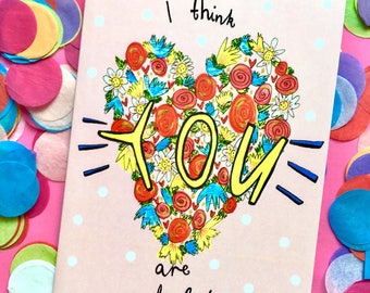 I Think YOU Are Pure Dead Brilliant Greetings Card, Scottish Slang Typography Valentines Card