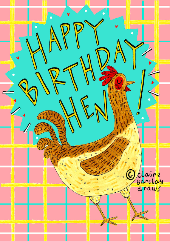 Joyeux Anniversaire Poule Carte De Vœux Argotique Ecossais Etsy Canada