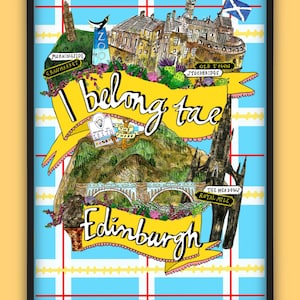 I Belong Tae EDINBURGH Stampa artistica, illustrazione dei monumenti di Edimburgo