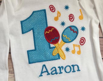 Birthday Shirt First Birthday I'm One Shirt Music Rattles Theme Music Lovers Shirt Music Birthday Party Theme Personalized Birthday Shirt