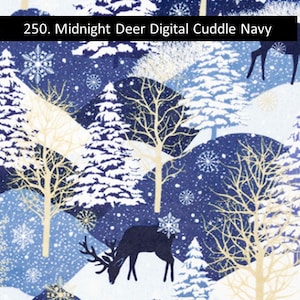 REMNANT!  35.5" x 60" Digital Print Christmas Minky Reindeer Midnight Blue Premier Shannon Digital