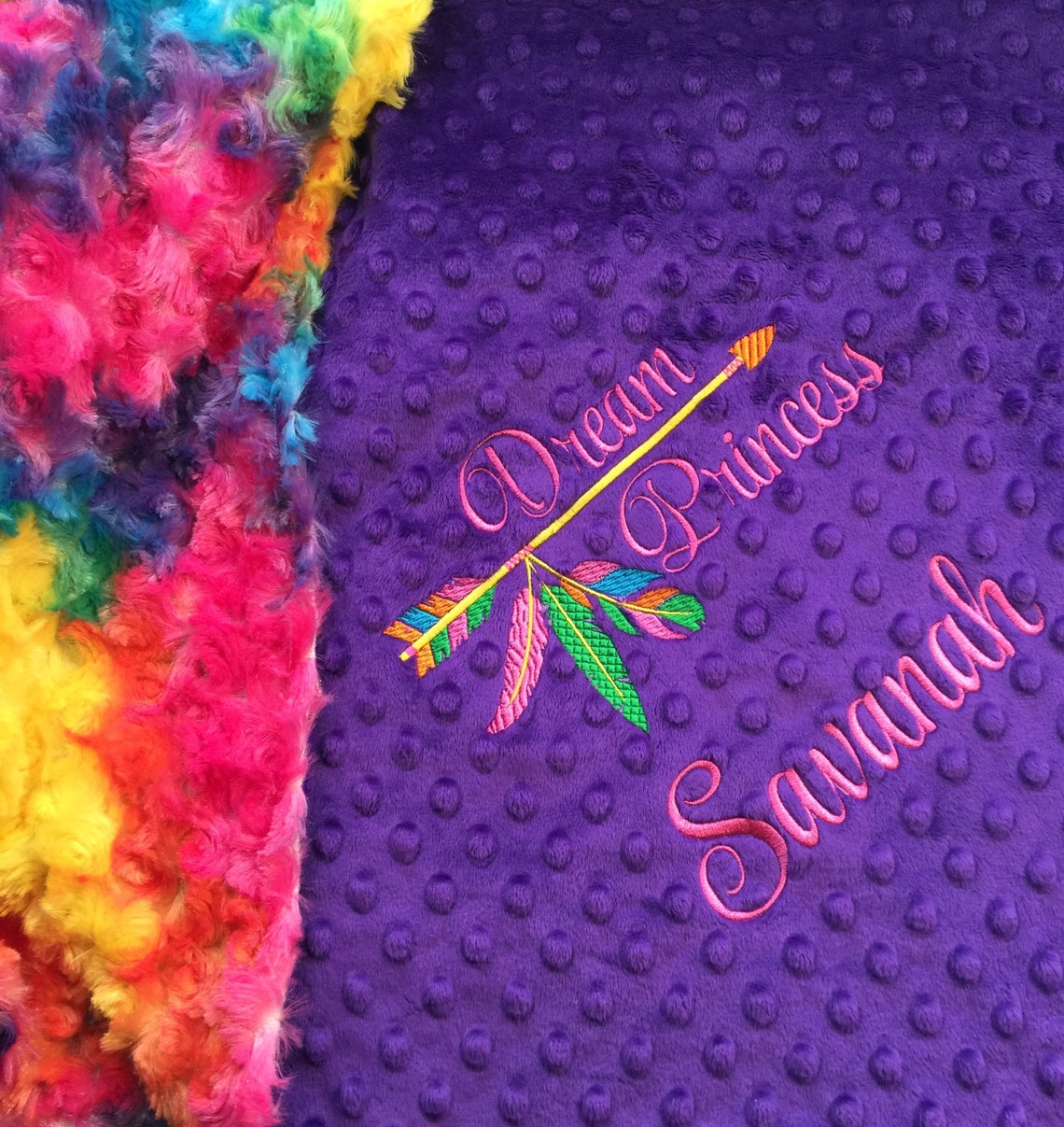 Rainbow Blanket Princess Rainbow Nursery Arrows Baby Blanket Etsy