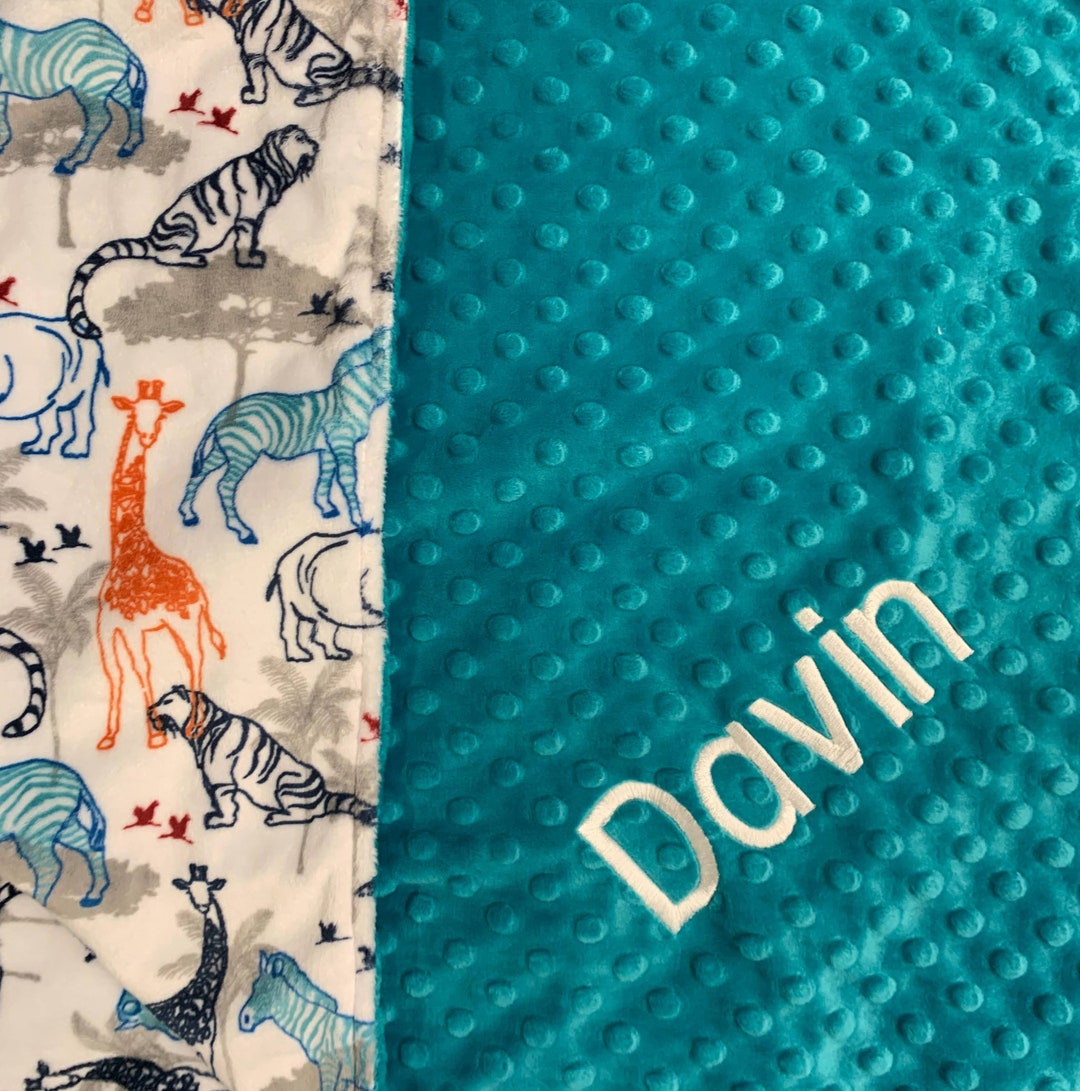 Animal Baby Blanket Teal Zoo Animal Baby Blanket Daycare Blanket Zoo
