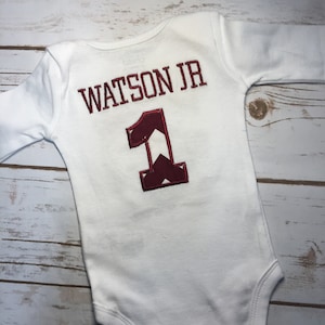 Custom Football Onesie with Name and Number Upgrade | Personalized Tee Jersey or Onesie Shower Gift | Customized House Divided Shirt |