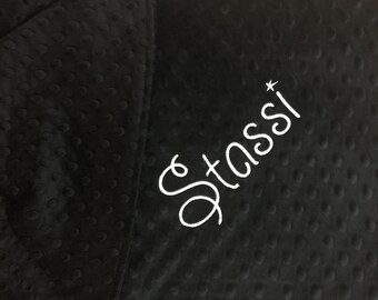 Black on Black Soft Minky Baby or Adult Blanket Custom Personalized Monogrammed Blankets