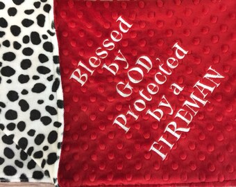 Firefighter Fireman Nursery Theme Baby Blanket or Adult Throw Home Decor Custom Personalized