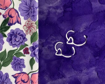 Purple and Pink Floral Custom Personalized Baby or Adult Blanket Choose Your Own Colors