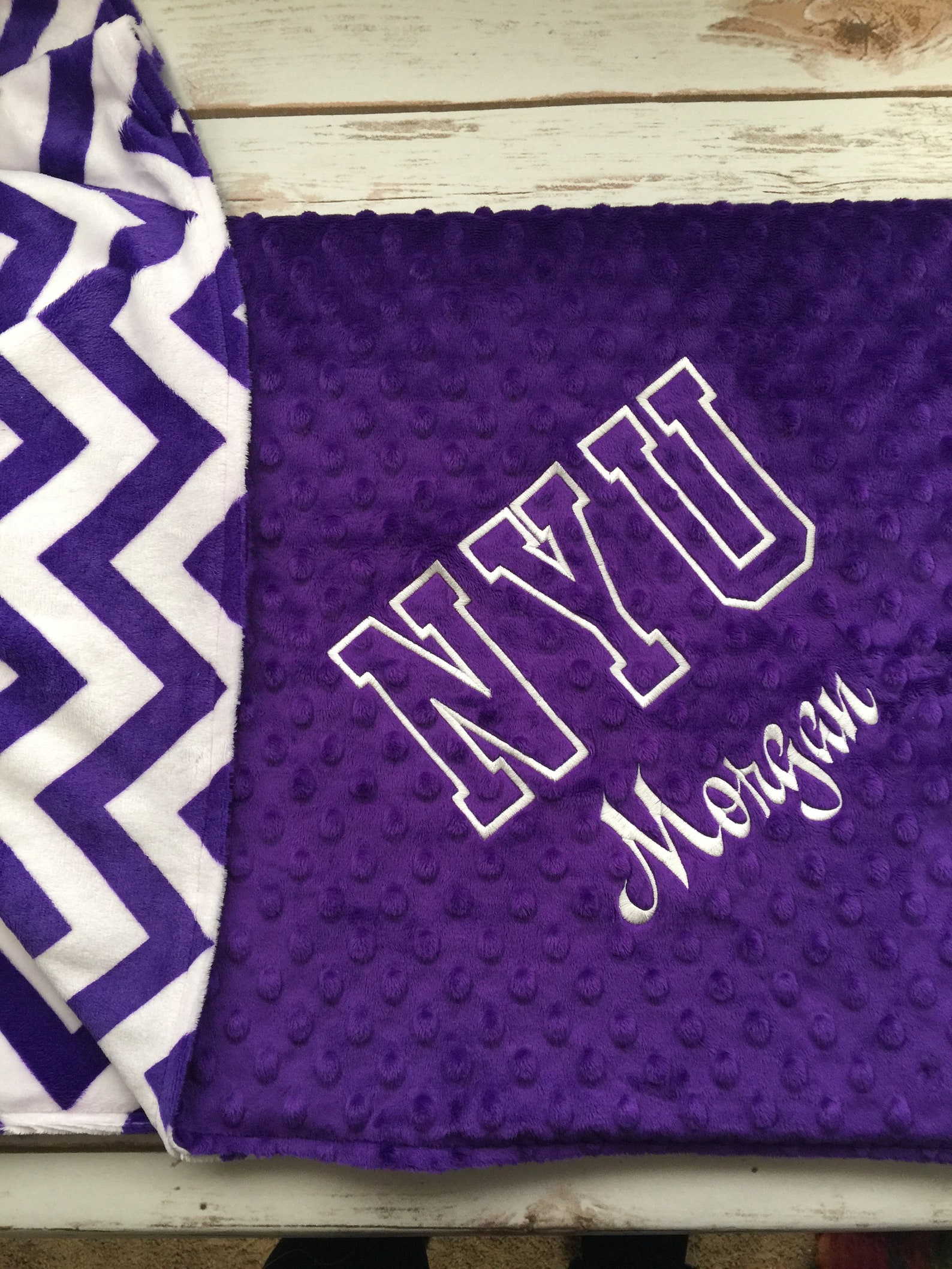Purple White Chevron Blanket Team Blanket NYU Blanket College Etsy