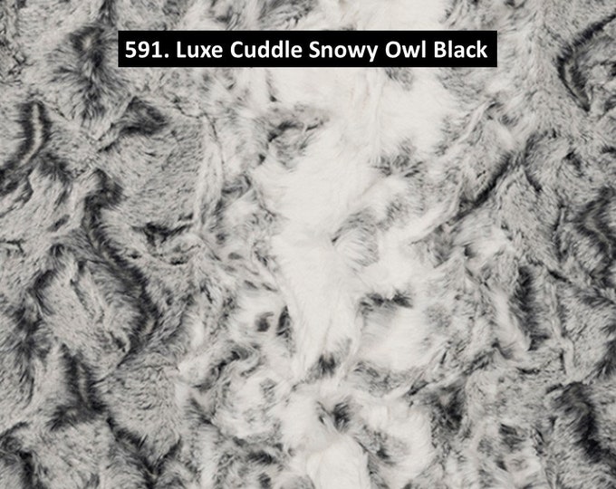 Black Snowy Owl Minky Fabric by the Yard Snowy Owl Minky by Etsy