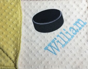 Sport Hockey Soft Plush Minky Baby Blanket Child or Adult Throw Custom Personalization Optional