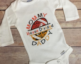 Custom House Divided Baby Onesie – Personalized Sports Team Shirt