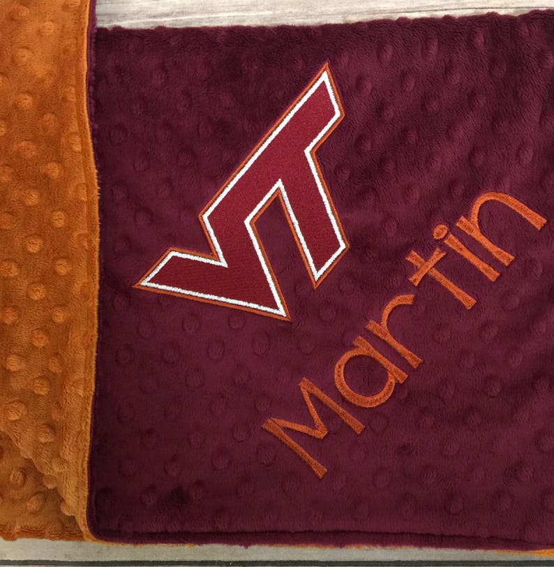 Licensed Virginia Tech Baby Blanket VT Blanket Hokies Nursery Hokiebird Home Decor VT Blanket Adult Minky Virginia Tech Baby Things