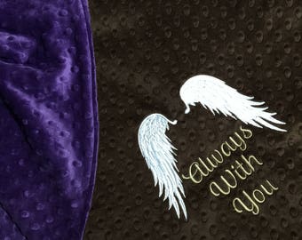 In Memory Angel Wings Minky Blanket, Personalized Memorial Gift