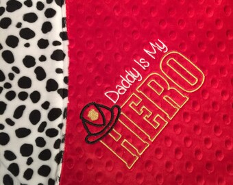 Firefighter Fireman Soft Plush Minky Baby Blanket Child or Adult Throw Custom Personalization Optional