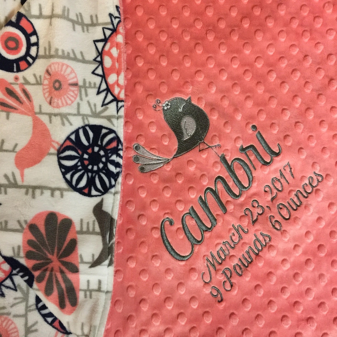 Birds Baby Blanket Birds Stroller Blanket Bird Lovey Coral Etsy