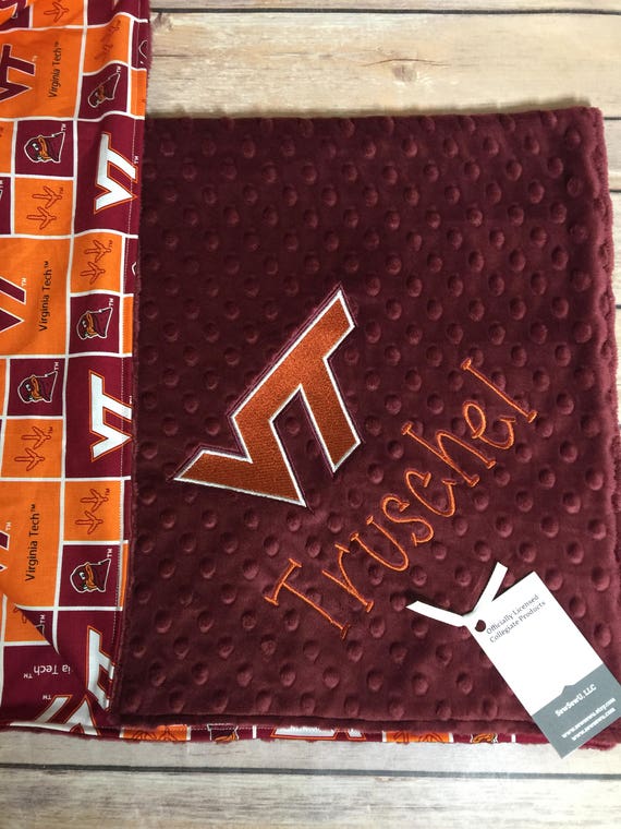 Licensed Virginia Tech Baby Blanket VT Blanket Hokies Nursery Hokiebird Home Decor VT Blanket Adult Minky Virginia Tech Baby Things