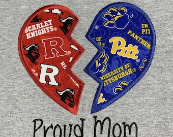 House Divided Mom Shirt, Split Heart College Team Tee, Custom Wording