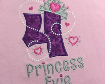 Birthday Princess Shirt Personalized Princess Tee Princess Birthday T-shirt Princess Shirt Customized Princess Shirt