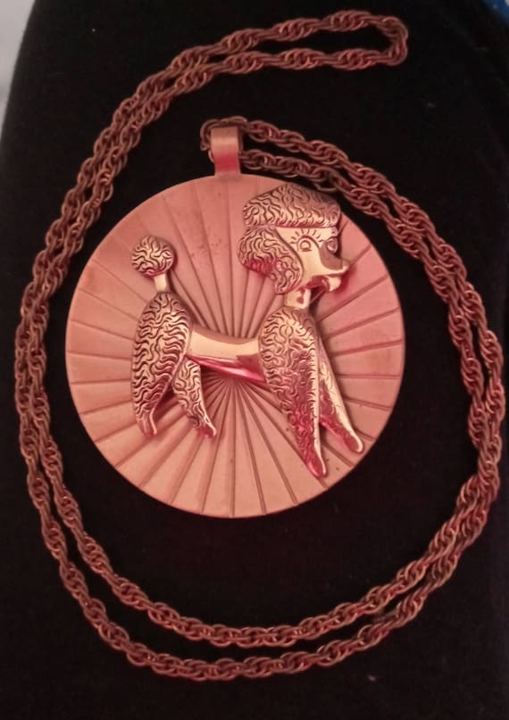 Vintage Copper Poodle Necklace