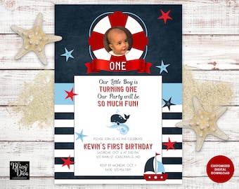 nautical birthday invitation etsy