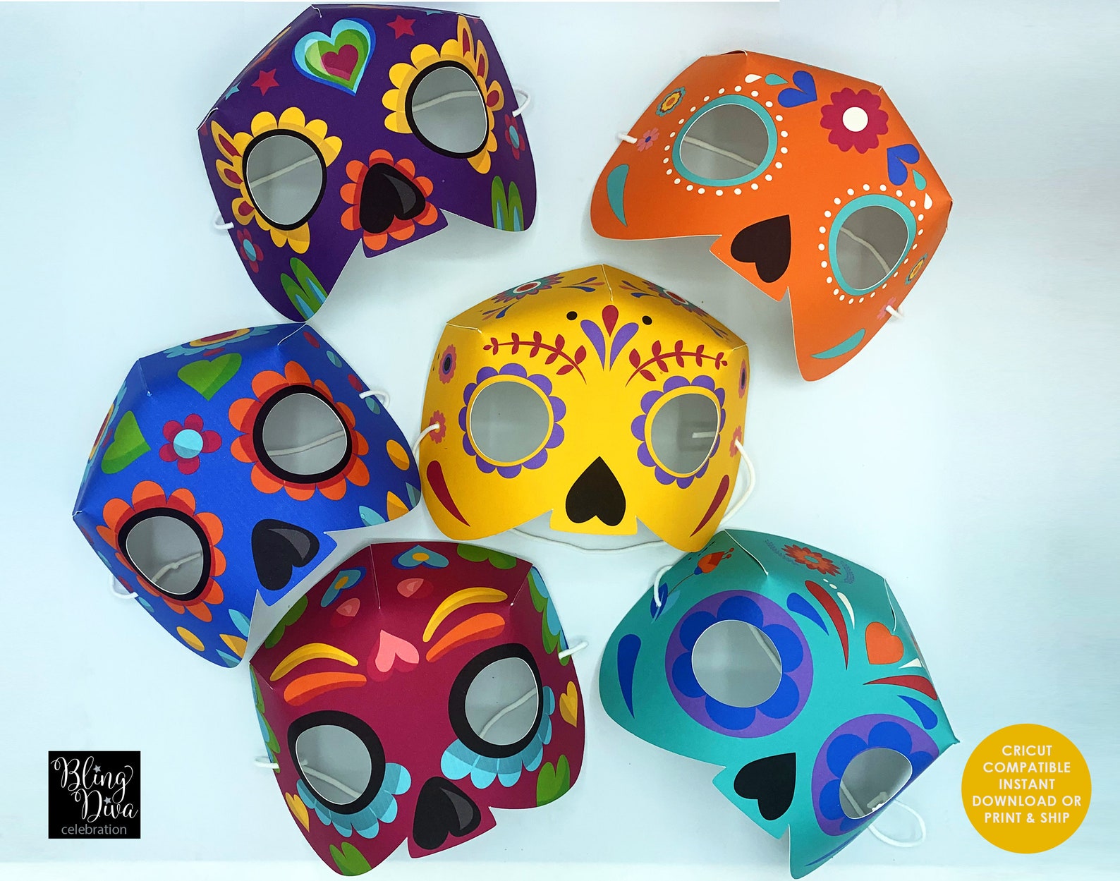 PRINTABLE Fiesta Party Masks Birthday Party Masks Etsy