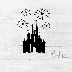 Castle fireworks, Vacation, Trip, SVG - PNG - Cricut silhouette - Digital download - Instant download