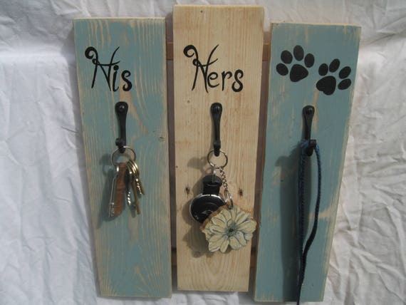 Rustic Pallet Wood Dog Lead and Key Storage Wall Rack