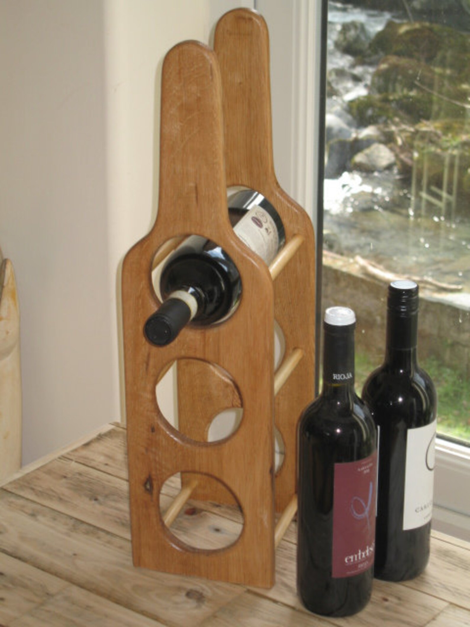 Solid Oak Wooden Wine Rack Etsy UK