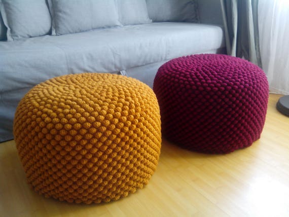 Crochet Mustardyellowbordeauxcherry Round Pouf Large Etsy Delectable Yellow Knit Pouf Crochet Mustardyellowbordeauxcherry Round Pouf Large Etsy Delectable Yellow Knit Pouf