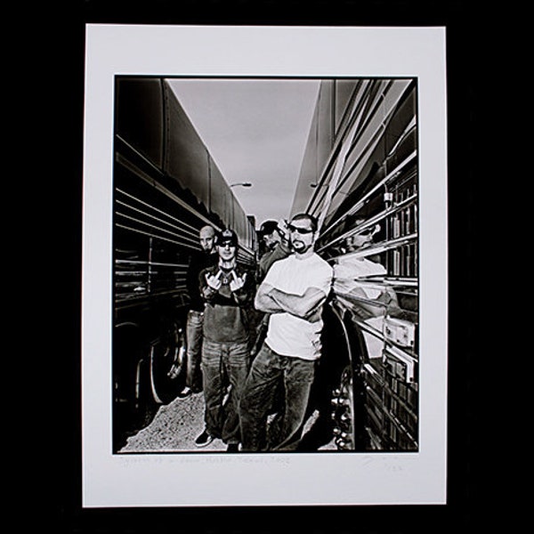 SYSTEM OF A DOWN 'Tourbuses' Austin Texas 2002, limited edition print, signed by the photographer Jamie Beeden