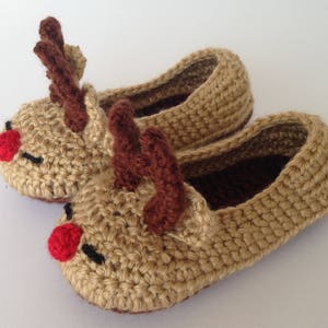 Reindeer toddler slippers. Rudolph slippers. christmas slippers for children. non-slip sole. image 4