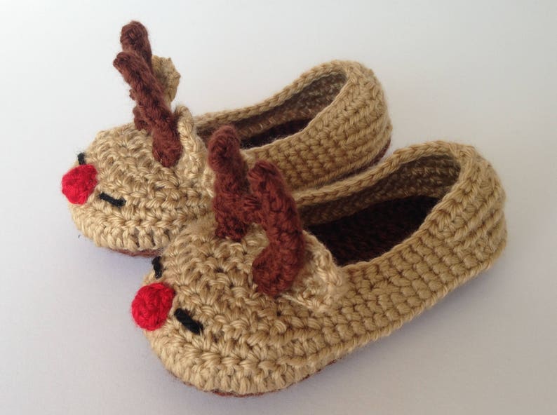 Reindeer toddler slippers. Rudolph slippers. christmas slippers for children. non-slip sole. image 4